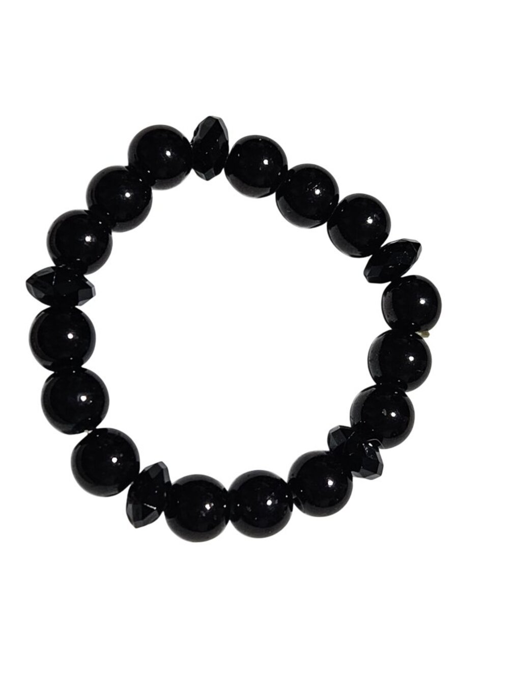Classic Beaded Bracelet Black Bead Stretch Black Bead Stretch Minimalist Jewelry